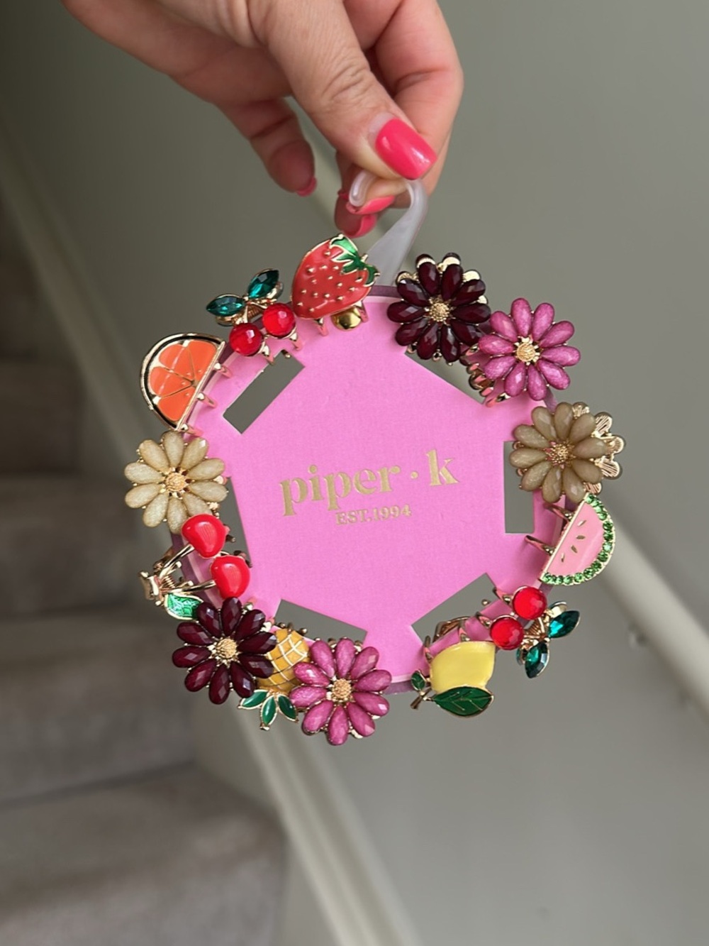 14 Piper·k Multicolor Floral & Fruit Charm Hair Clips